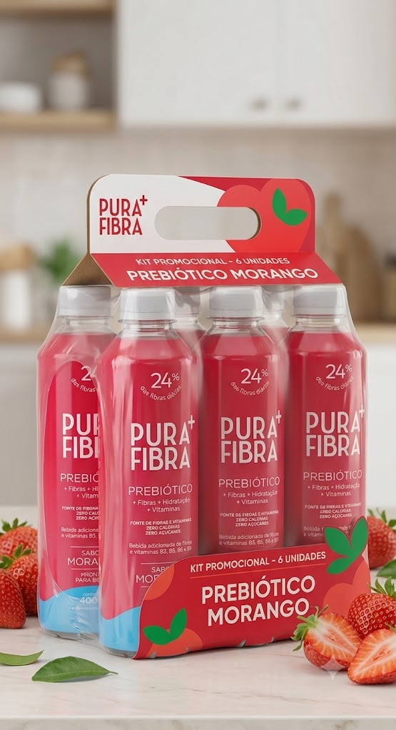 Pura Fibra Morango - Kit 6 Unidades