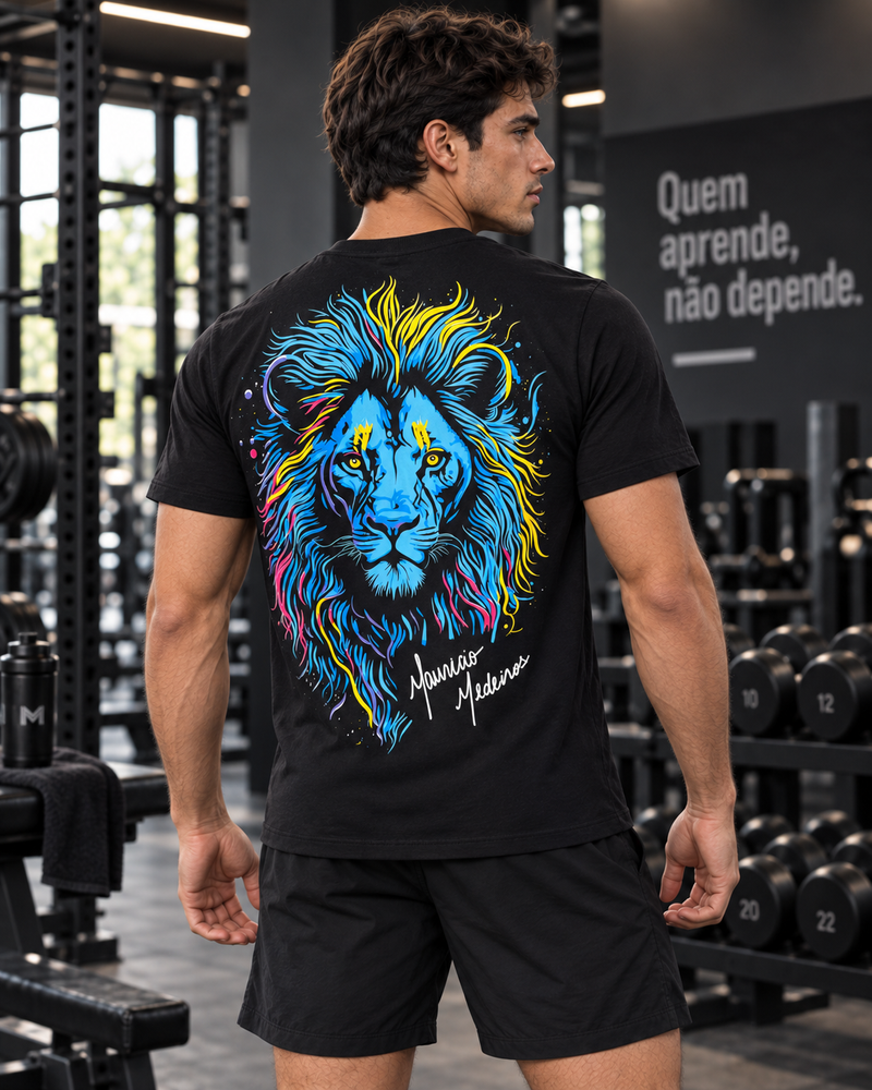 Camiseta MTOR® LEÃO COLORIDO - Preta - Masculino